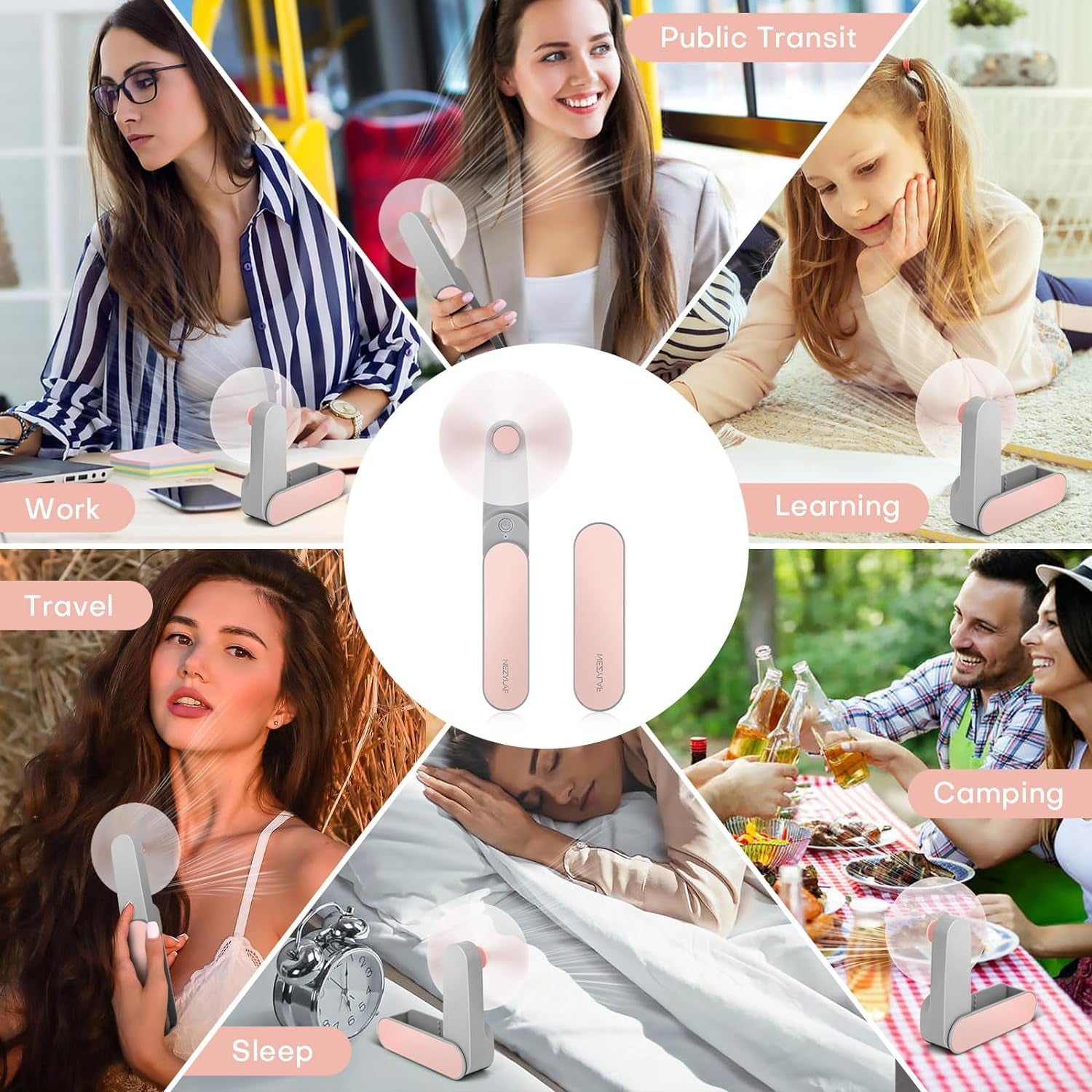 Portable Mini Handheld Fan, Small Rechargeable Personal Fan for 9-15 Hours Runtime, Pocket Design for Travel/Women Essentials/Vacation/Beach/Vacation/Airplane/Disney